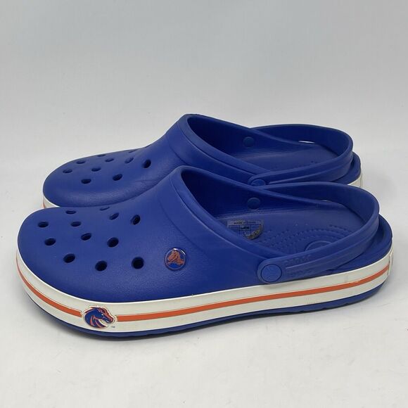 Crocs Crocband Denver Broncos Clogs Sandals Mens 10 Womens 12 Blue Orange Unisex - Picture 2 of 14